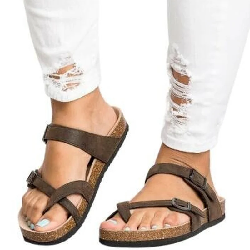 Сандалии женские летние новые модные сандалии 2021 римские на плоской подошве с