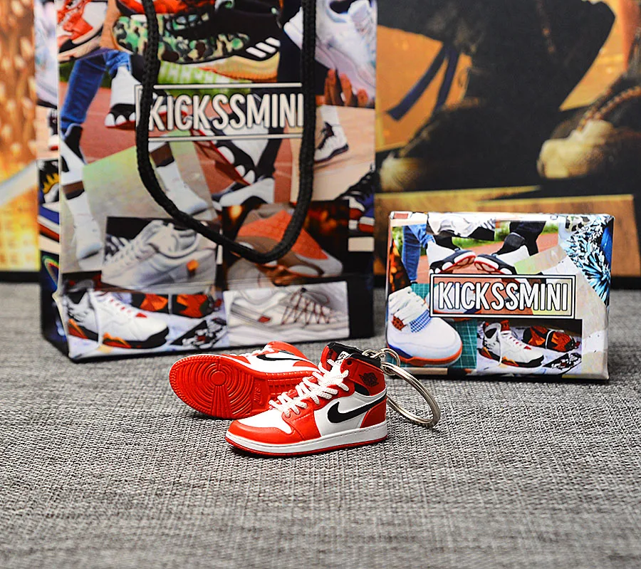 a pair w metal ring Персональный DIY Jordan Generation AIR JORDAN 1 chicago 3D кроссовок фигурный брелок сумка Подвеска парный брелок - Цвет: a pair w metal ring