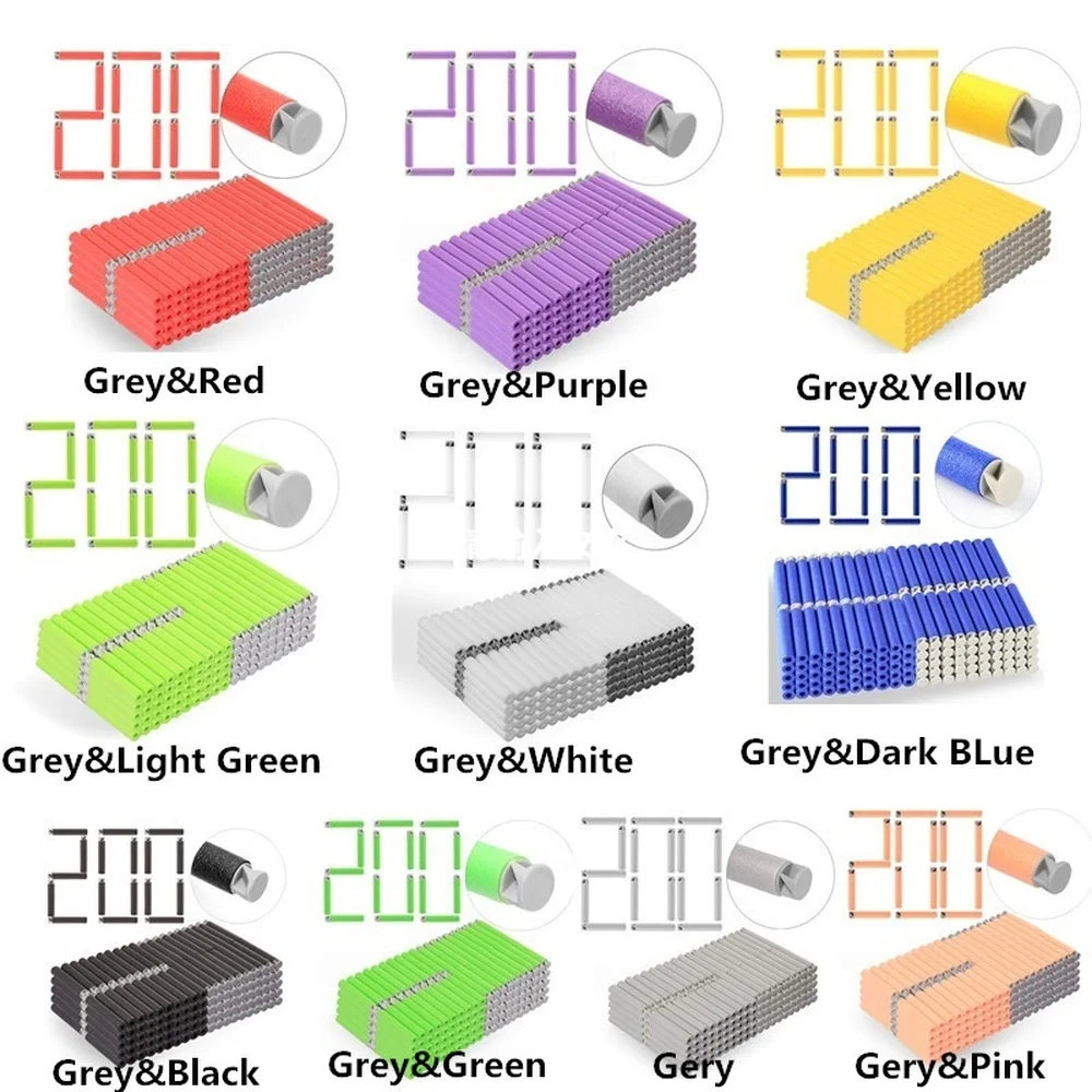 

200PCS For Nerf Bullets Soft Flat Head 7.2cm Refill Darts Toy Bullets for Nerf Series Blasters Kid Children Christmas Gifts