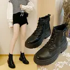 Женские короткие ботинки, осень обувь British Wind, универсальные мотоциклетные черные ботинки для девочек, 2021