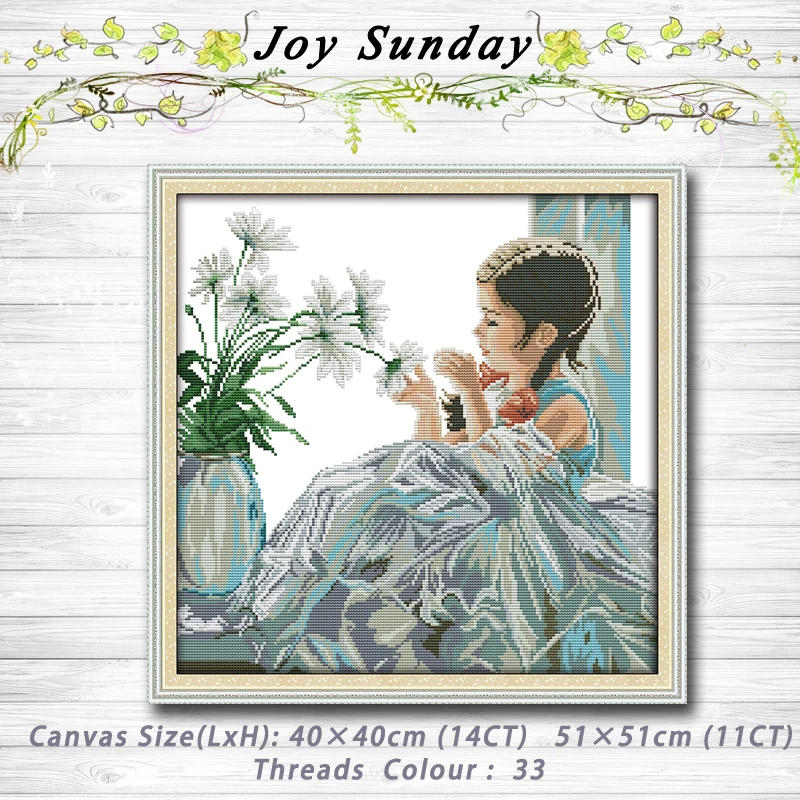 Набор для вышивки Девочка с цветами 14CT 11CT|Упаковка| |