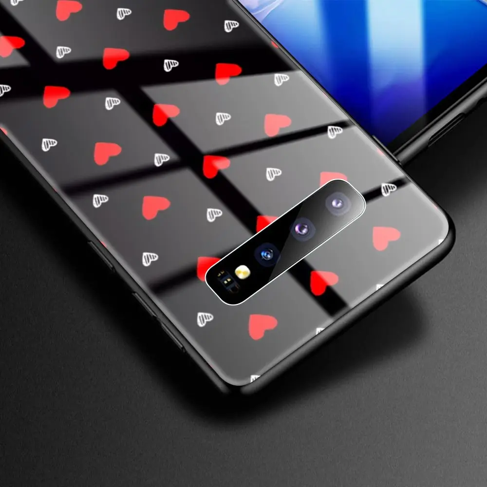 glass case for samsung galaxy s20 fe s10 s9 s8 plus note 20 ultra 10 lite 9 8 phone cover shell cute love heart fashion capa free global shipping