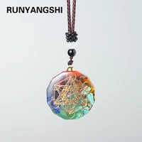 1pc natural colorful gem seven chakras ornaments augen energy pendant drops glue into handmade necklace
