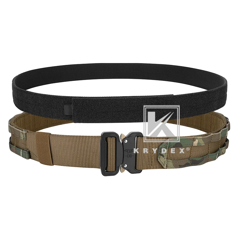 

KRYDEX 1.75”& 1.5” Tactical Rigger Duty Belt Coyote Brown+Multicam 2 IN 1 Quick Release Buckle Outer & Inner MOLLE Mens Belt