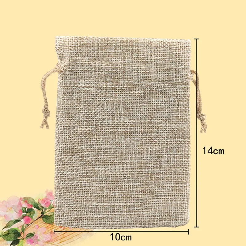 Рождественские льняные джутовые Подарочные мешки на шнурке для ювелирных