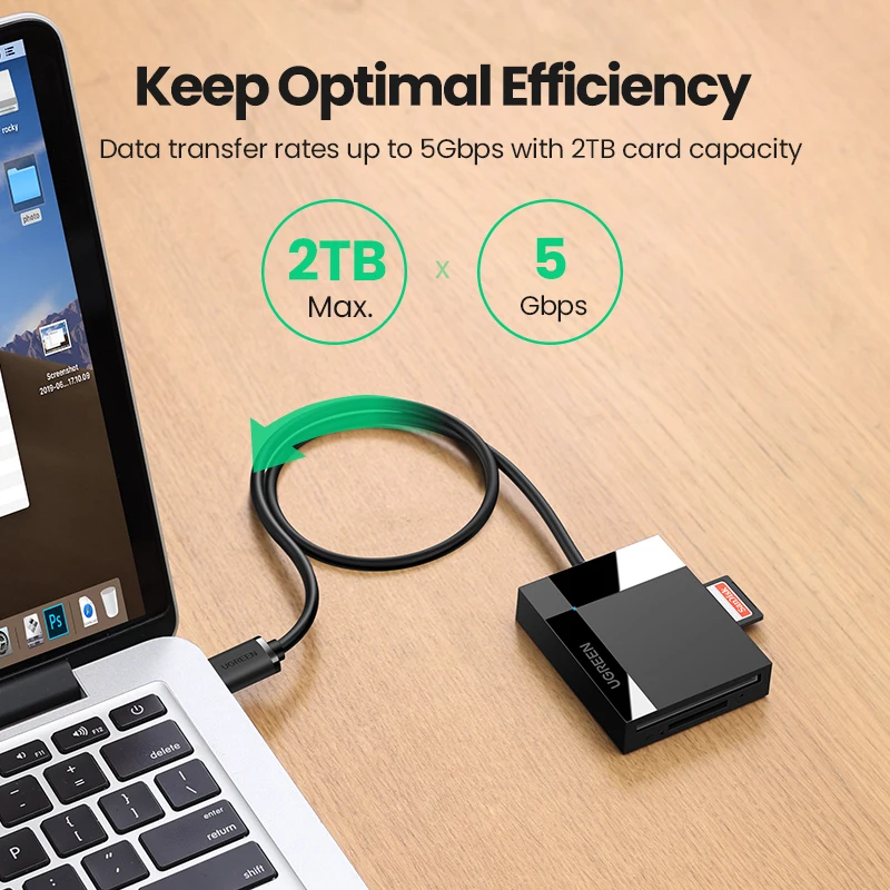 UGREEN кард-ридер USB3.0 для SD карты Micro SD/TF/CF/MS Картридер портативных ПК чтения