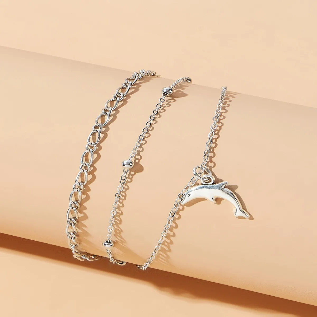 

2021 New Bracelet For Women Retro Holiday Beach Starfish Dolphin Marine Life Multilayer Hand Anklet Jewelry Charm Bracelet