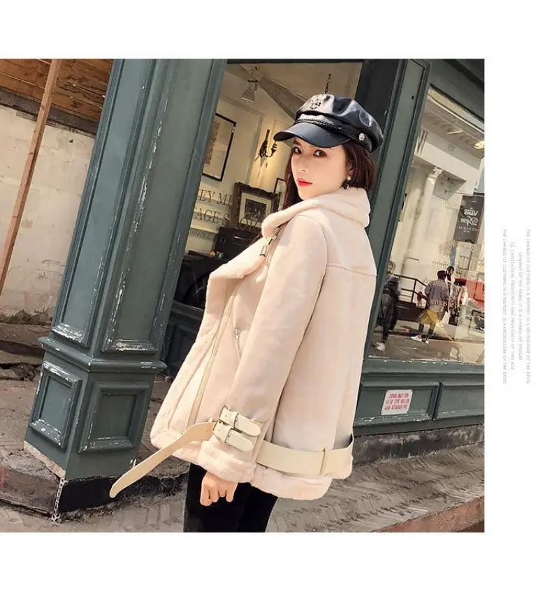 

2020 New Short Ladies Motorcycle Deerskin Plus Velvet Thin Sheepskin Coat Retro Hong Kong Style Fur Coat