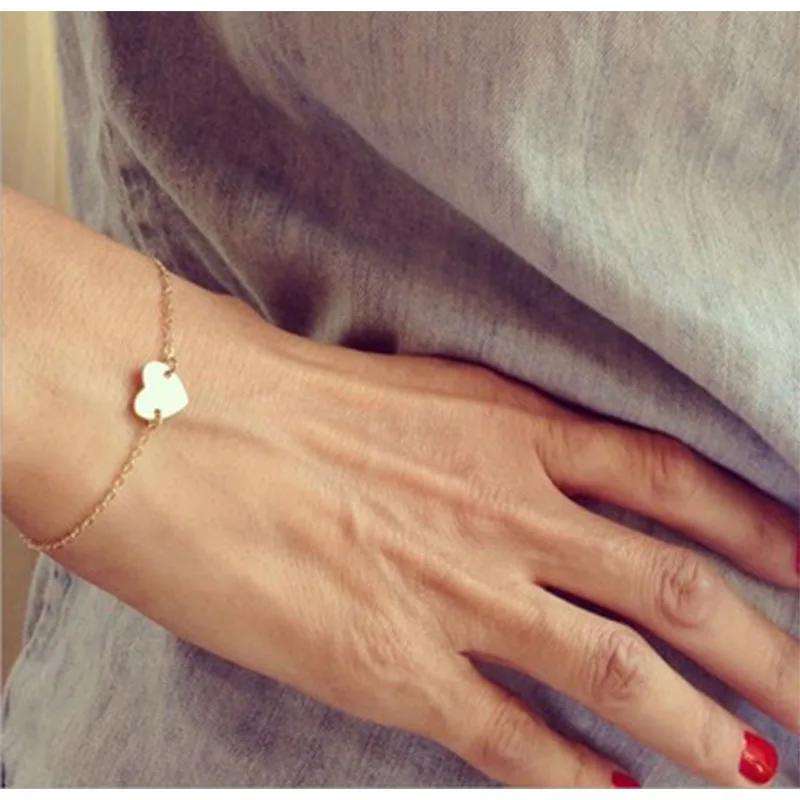 Очаровательные браслеты с сердечками и для женщин девочек золотые серебряные