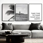 Экзотические пейзажи серое небо чайки летающие пальмы океан Большая Картина на холсте Настенная картина плакат украшение для гостиной