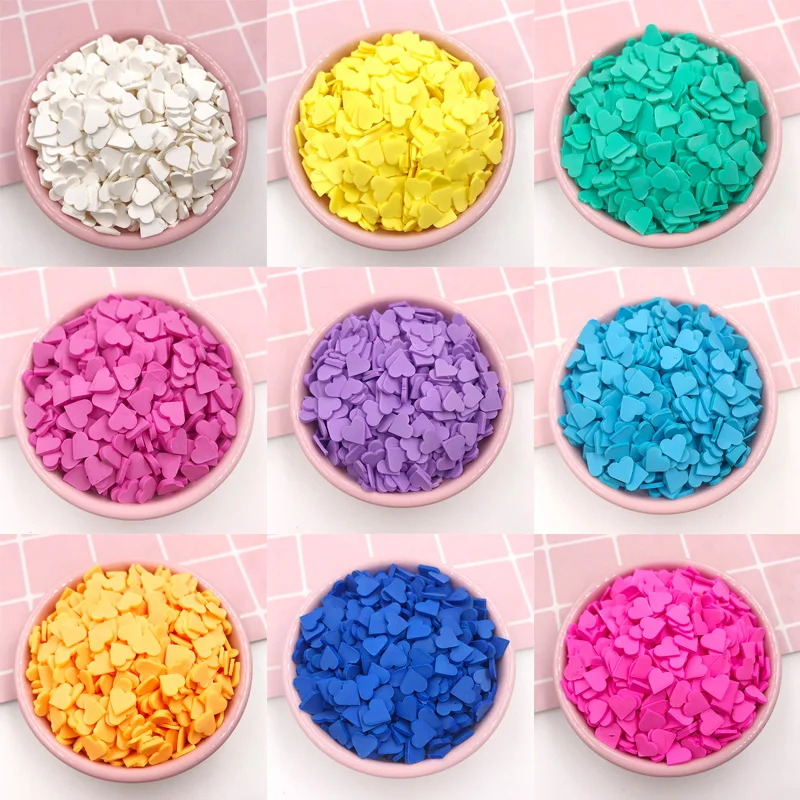 

50g Heart Slice Polymer Hot Soft Clay Sprinkles Colorful for DIY Crafts Plastic Klei Tiny Cute Mud Particles Slime Accessories