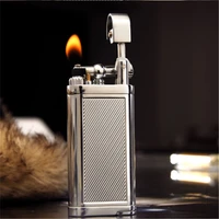 metal grinding wheel pipe oblique fire gas lighter portable outdoor open flame lighter for smoking accessories tools mens gifts