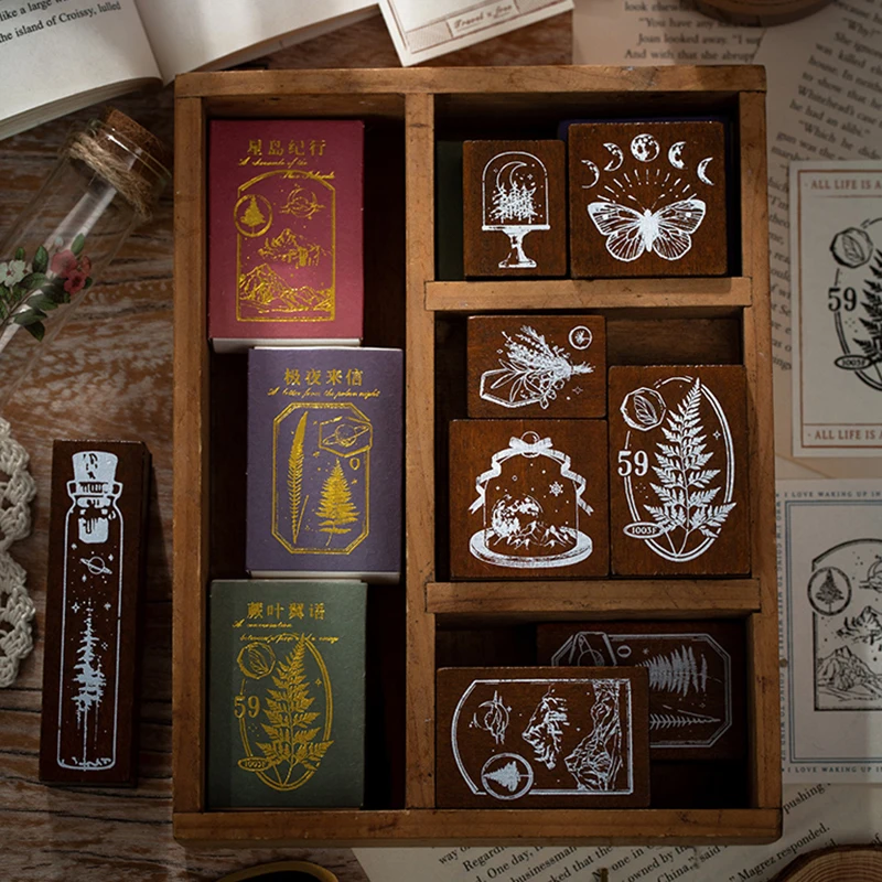 Винтаж Романтический Остров серии Марка с бабочкой DIY Деревянные и резиновые