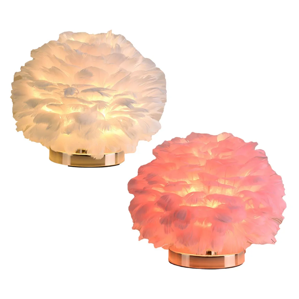 

Feather Table Lamp Light Home Porch Vanity Sconces Decoration Lighting EU Plug portable Decoration
