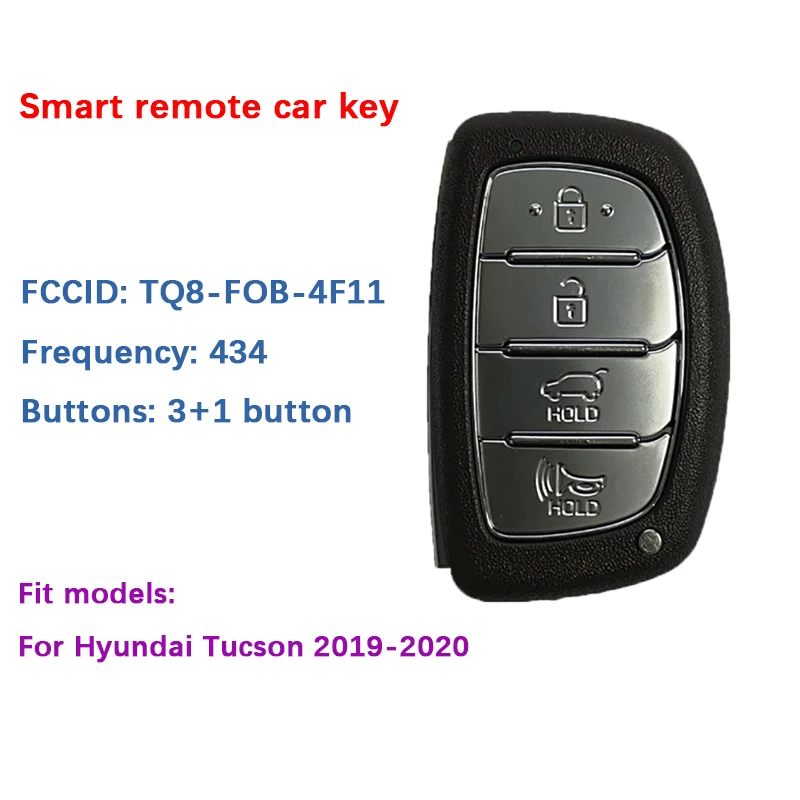 

CN020143 4 Button Original Hyundai Tucson 2019-2020 Genuine Smart Remote Key 433MHz 95440-D3510 TQ8-FOB-4F11 With Logo