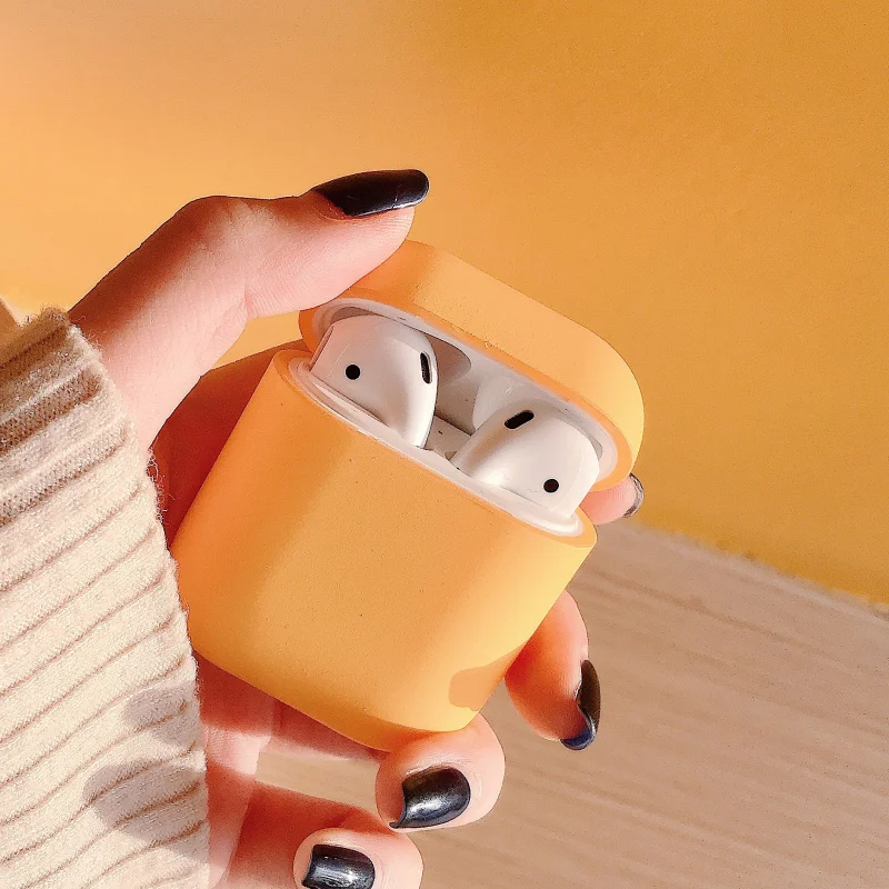 Orange Жесткий чехол для наушников для Apple Airpods 1/2 противоударный чехол для Apple гарнитура для Airpods чехол s Матовый розовый защитный чехол для пары - Цвет: Orange