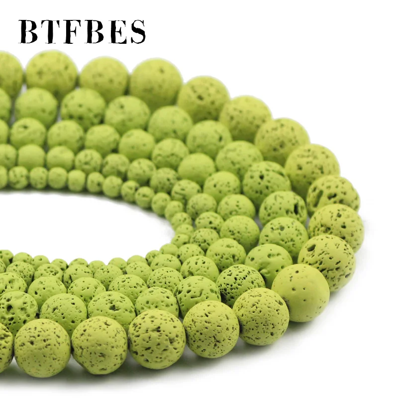 BTFBES оливковый зеленый камень из натуральной лавы резинка бусинки вулканической