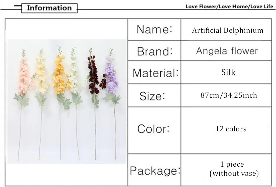 87 см фиолетовый delphinium DIY букет орхидей Шелковый гиацинт Континентальный Искусственные цветы Свадебные, домашние, вечерние, рождественские украшения