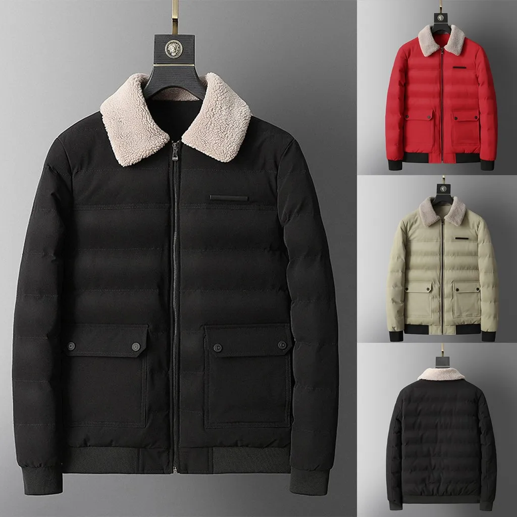 

Vogue Nice New Winter Jackets Parka Men Autumn Winter Warm Pocket Outwear Brand Slim Male Coats Casual Solid Color Jackets