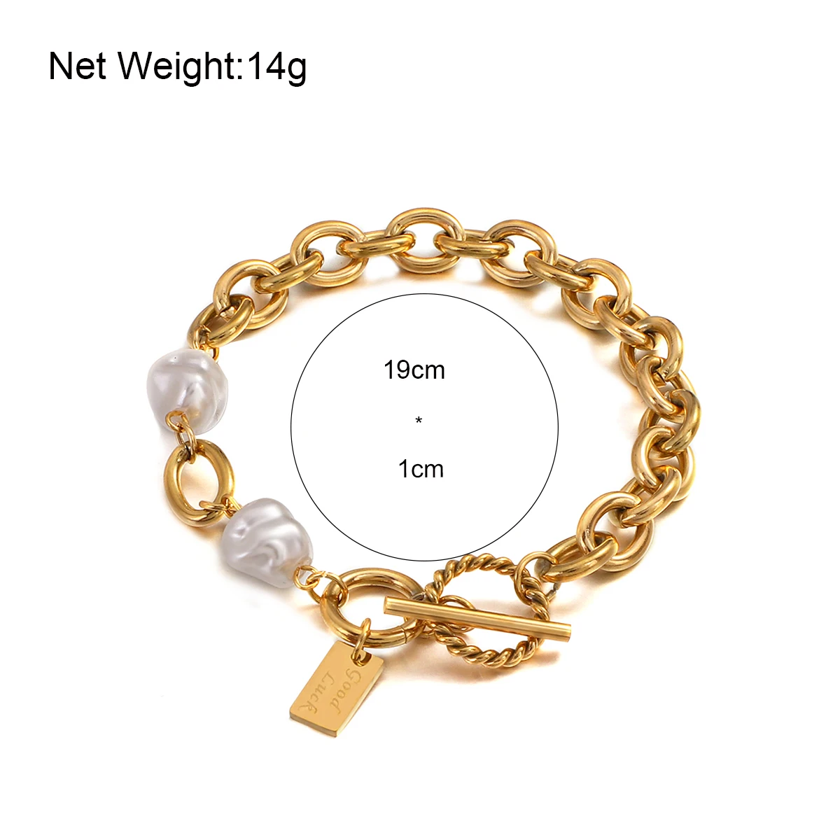 

ALLYES Simple Stainless Steel Chain Pearl Beads Bracelets for Women Good Luck Charm Bracelet Female Jewelry Gifts