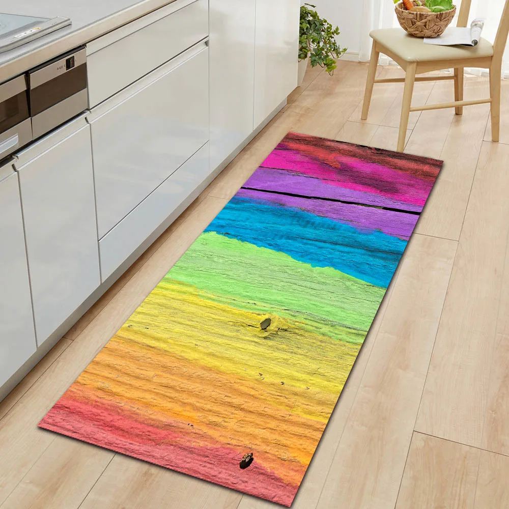 Горячая Стиль современные древесины Кухня Дверной Коврик Non-Slip прямоугольный