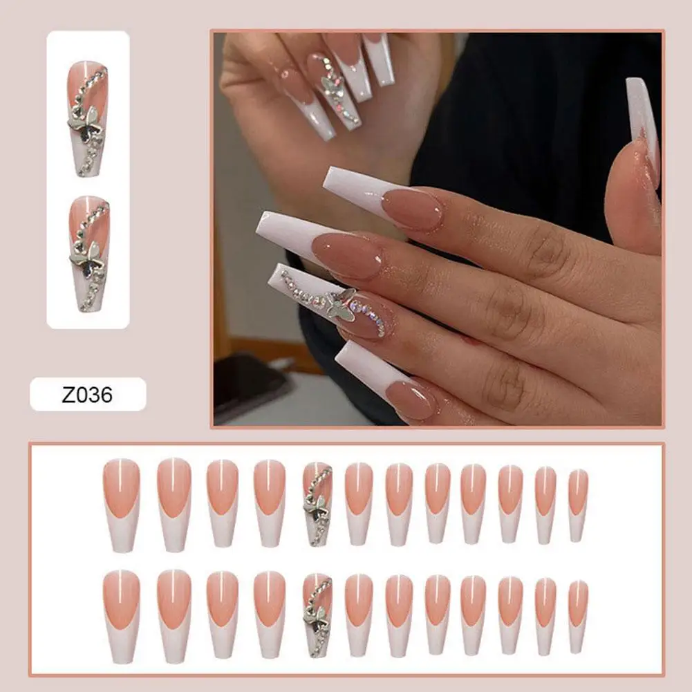 

French Manicure European And American Wear-resistant Diamond Butterfly Nail Art Nail Stickers Portable Wear-resistant Nail Art