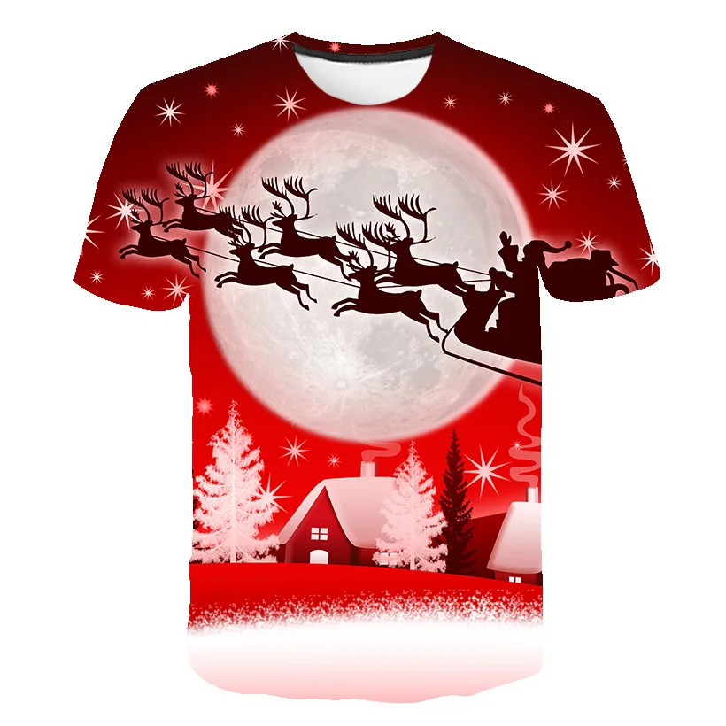 

3D Baby Casual T-shirt pumpkin lamp Christmas Holiday Style T-shirt Santa Claus Crystal ball Printed T-shirt O-Neck Tees Tops