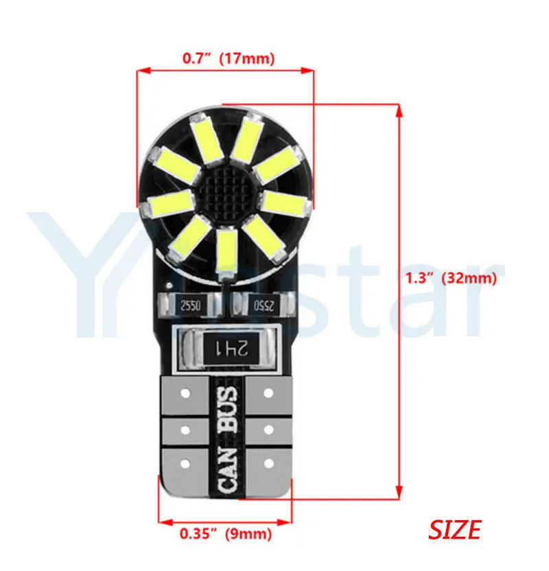 

100X T10 Led Canbus 18 Smd 3014 No OBC Error 194 168 W5W T10 18smd LED Interior Instrument Light Bulb Lamp White 6000k