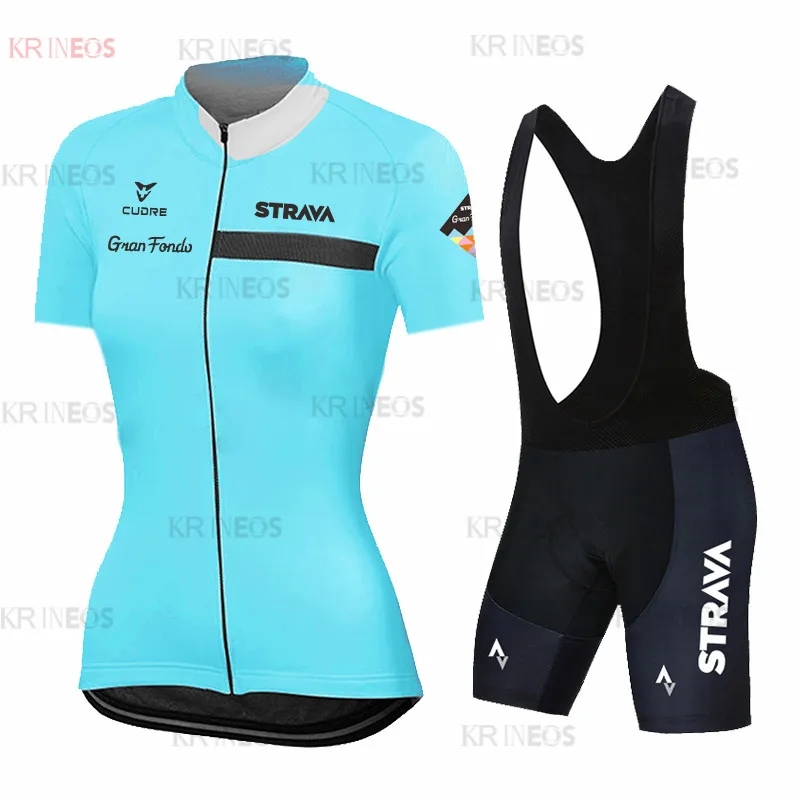 

2021 Women STRAVA Cycling Jerseys Set Summer Anti-UV Bicycle Bike Clothes MTB Outdoor Sportwear Females' Cycling Set Ladies Suit