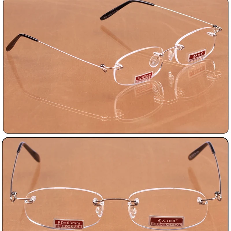 

Ultralight Rimless Fashion Men And Women Unisex HD Reading Glasses Resin Lenses Diopter +1.0 +1.5 +2.0 +2.5 +3.0 +3.5 +4.0