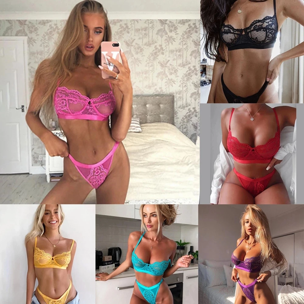 

Весенне-летний новый популярный сексуальный прозрачный кружевной бюстгальтер, бикини, Пижама, нижнее белье, веселый костюм с тремя разреза...