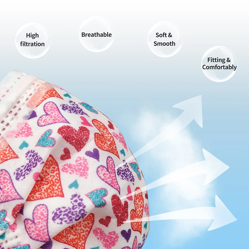 MERRYLIFE 3 слоя одноразовые маски для лица защиты от микробов 50 шт детские дышащие