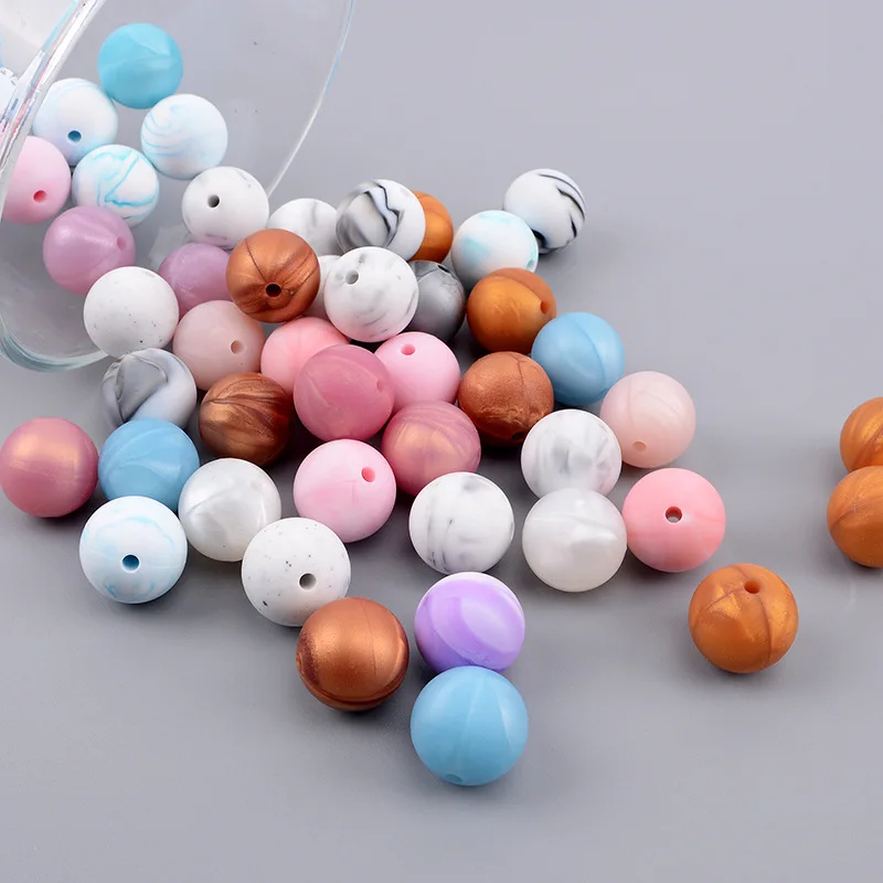 

19mm 50pcs/lot Round Ball Silicone Beads for DIY Necklace Silicone Baby Teething Beads For Baby Food Grade BPA Free