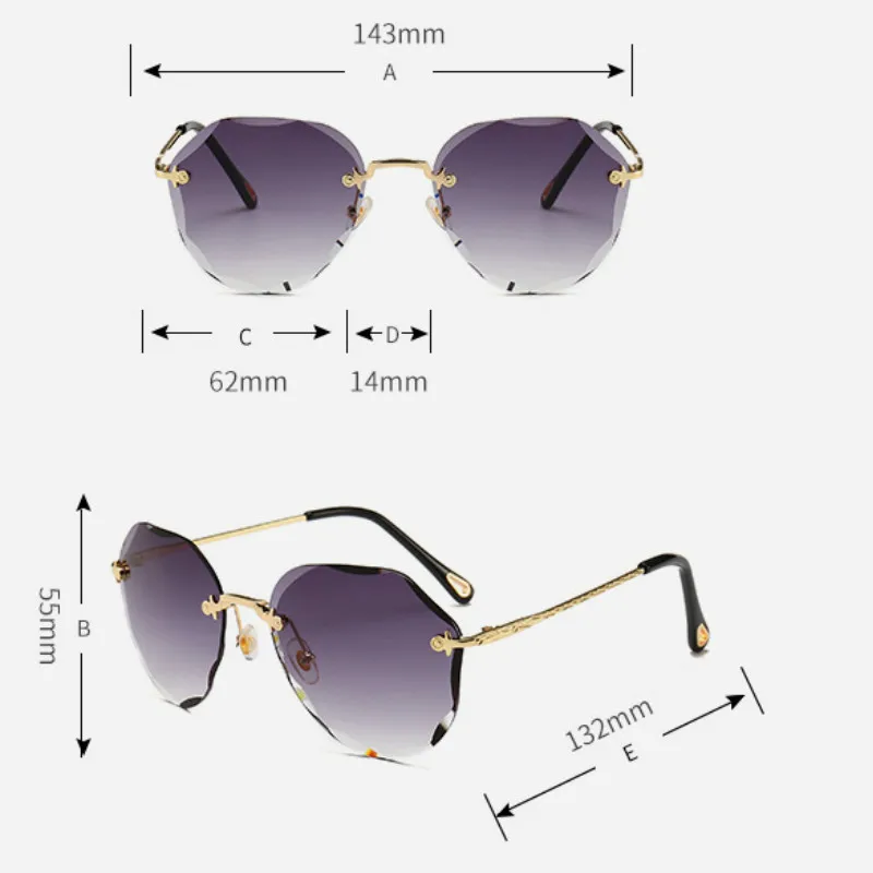 GISAEV Driving Glasses Woman Fashion Rimless Diamond Cutting Lens Ladies Sunglasses Luxury Vintage Classic Shades Ocean | Автомобили и