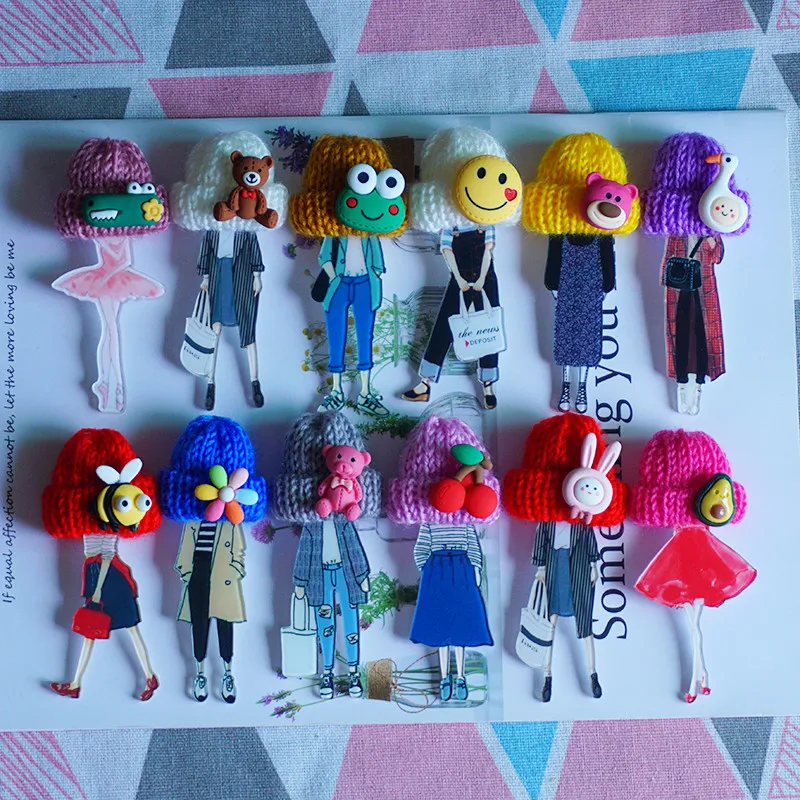 Набор женских брошей в подарочной коробке милые значки с большими очками модная