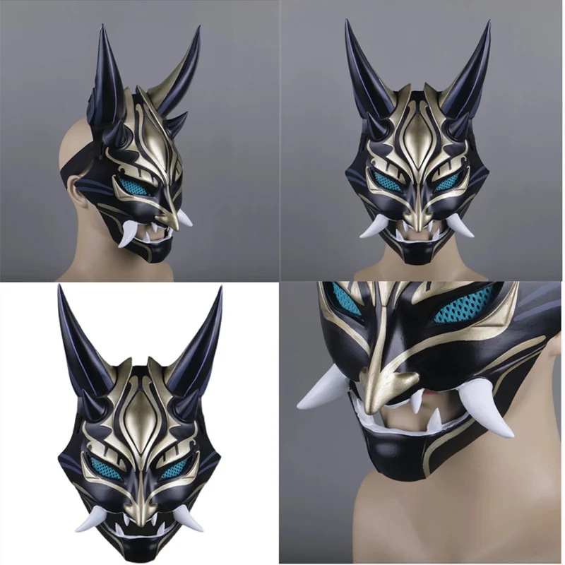 Новинка аниме шлем игра Genshin Impact Xiao маски для косплея полимерный Party Карнавальный