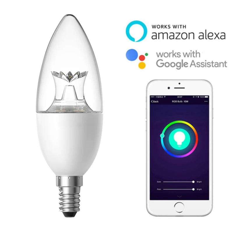 Innovative WiFi Light Bulb Led Lamp E27/E14/B22/E26 Wake-Up Warm Smart Lights Work with Alexa Google Home Christmas Lights