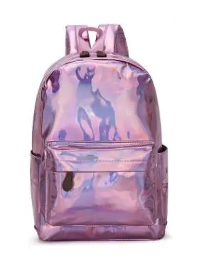 pink UOSC женский голографический рюкзак женский лазер малой мощности PU кожаные дорожные рюкзаки Серебряная голограмма школьные сумки для девочек-подростков - Цвет: pink