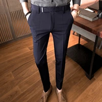 2021 new business dress pants men solid color office social formal suit pants casual streetwear wedding trousers pantalon homme
