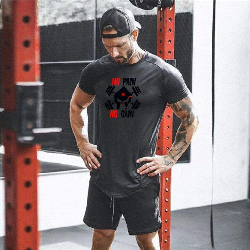 Brand Mens Muscle T shirt Bodybuilding Fitness Men Tops Mesh Quick Dry Tight Tee Shirt Gym Short Sleeve Tshirt homme | Мужская одежда