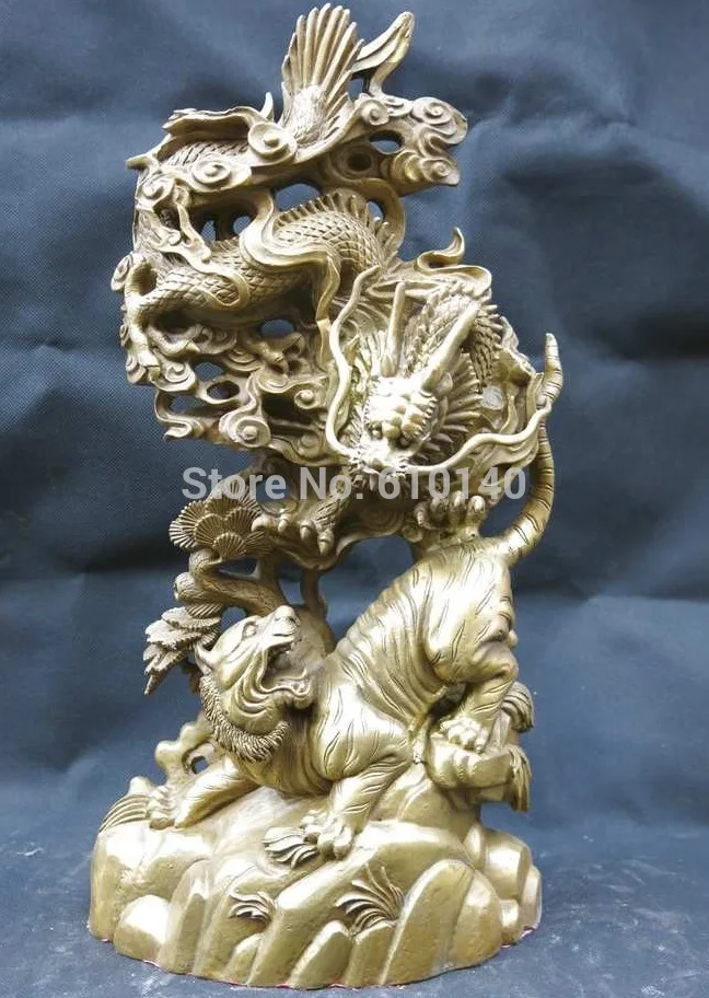 15' китайская медная статуя дракона и скульптура тигра|Статуи скульптуры| |