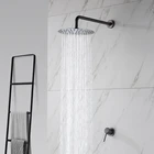 81012 дюймов Круглая настенная Душевая система тропический дождь для ванной комнаты, настенная установка, Душевая система тропический дождь в металлическом корпусе серого цвета