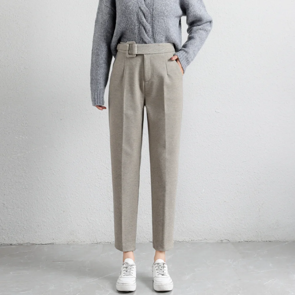 

Шаровары Davichi женские зимние шерстяные, Свободные повседневные модные прямые брюки с высокой талией, с рисунком редиса, хорошая ткань