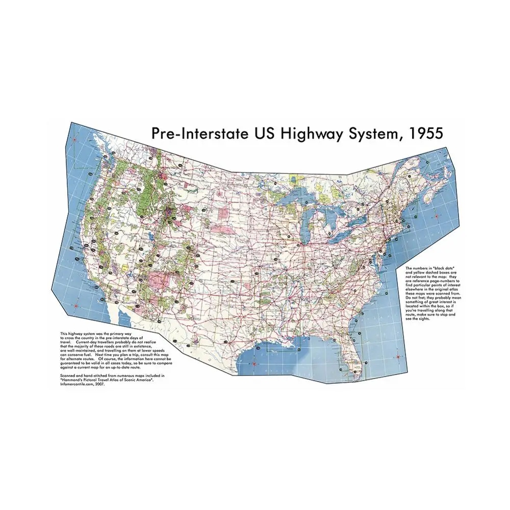 150x225 см предмежгосударственная Американская система шоссе карта США Школа Офис настенный Декор постер с рисунком от AliExpress WW
