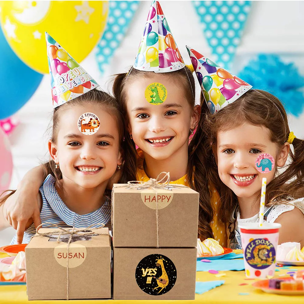 Nuevo 500 uds/rollo etiqueta engomada del Animal dise&ntilde;o de unicornio chicas aliento de sellado etiqueta recompensa Calcoman&iacute;a para ni&ntilde;os de juguete para los ni&ntilde;os regalos-5