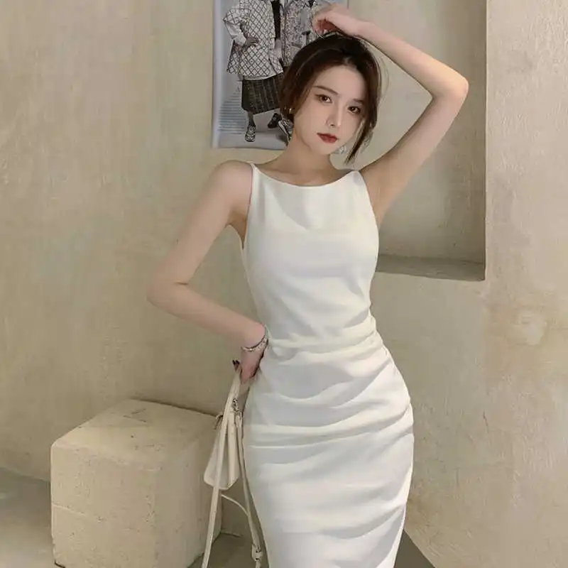 Платье комбинация женское с открытыми плечами элегантное облегающее длинное