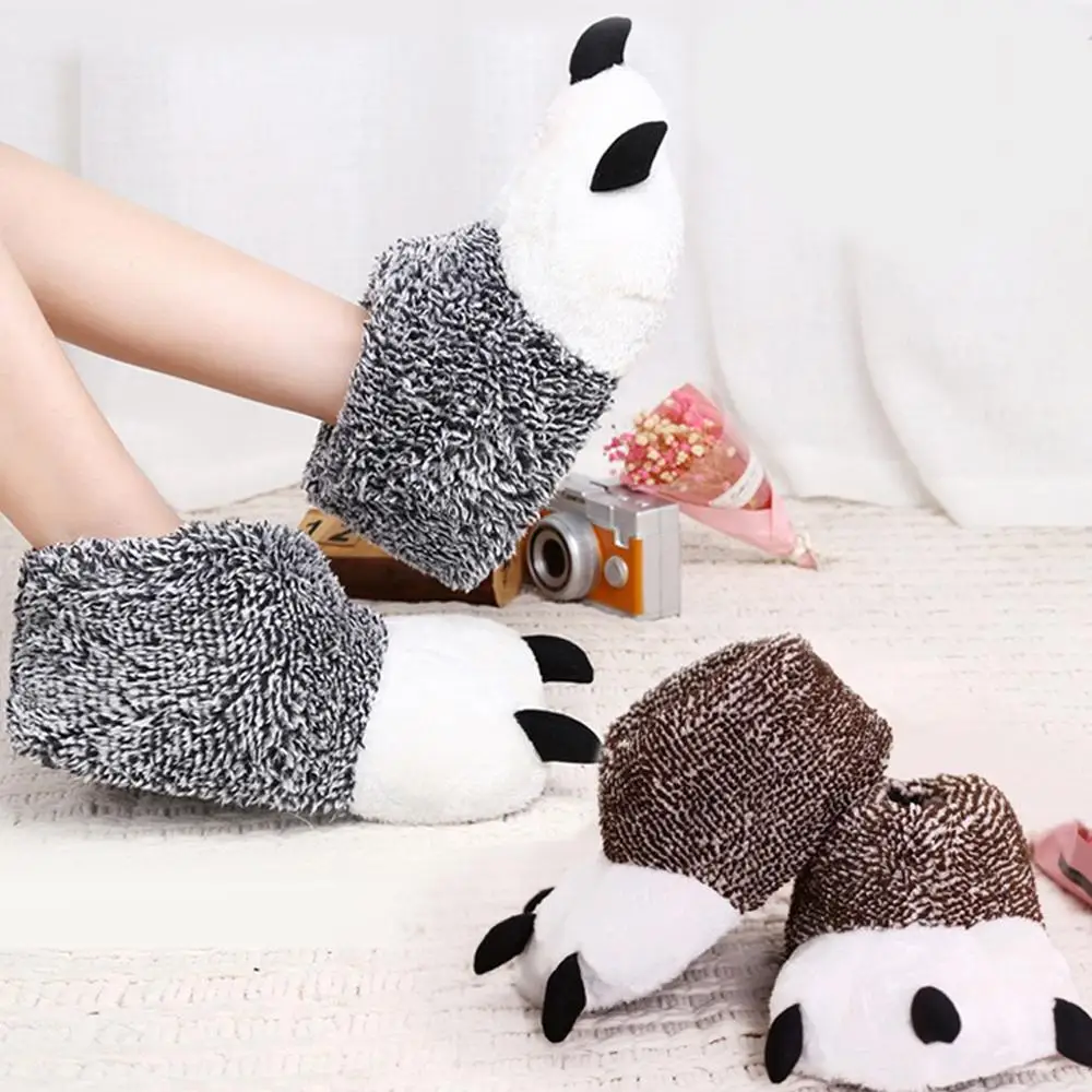 Тапочки из плюша и хлопка с милым мишкой мягкие домашние тапочки на зиму любимая