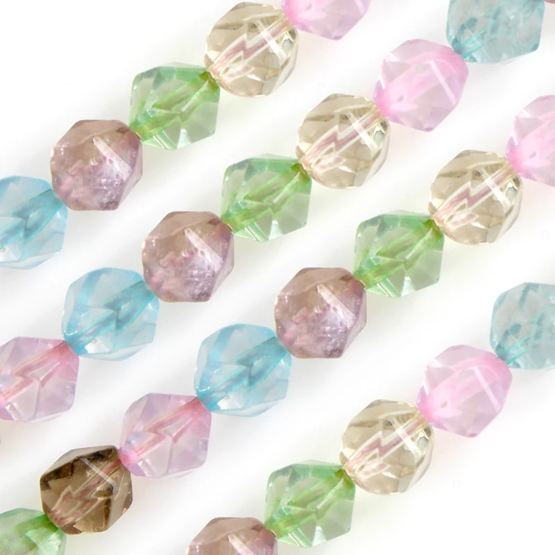 8 мм нитка 50 шт натуральный круглый граненый Шестигранник/многоугольник морганит