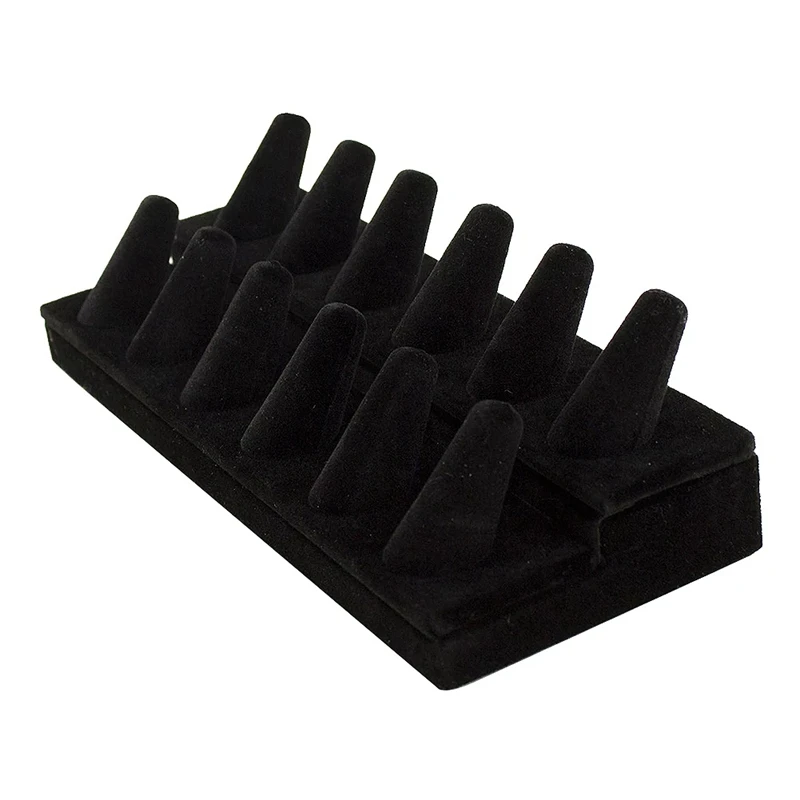 

Velvet Ring Display Cone Showcase Stand 12 Slots Solid Organizer Jewelry Holder Portable Rack Counters Soft Accessories