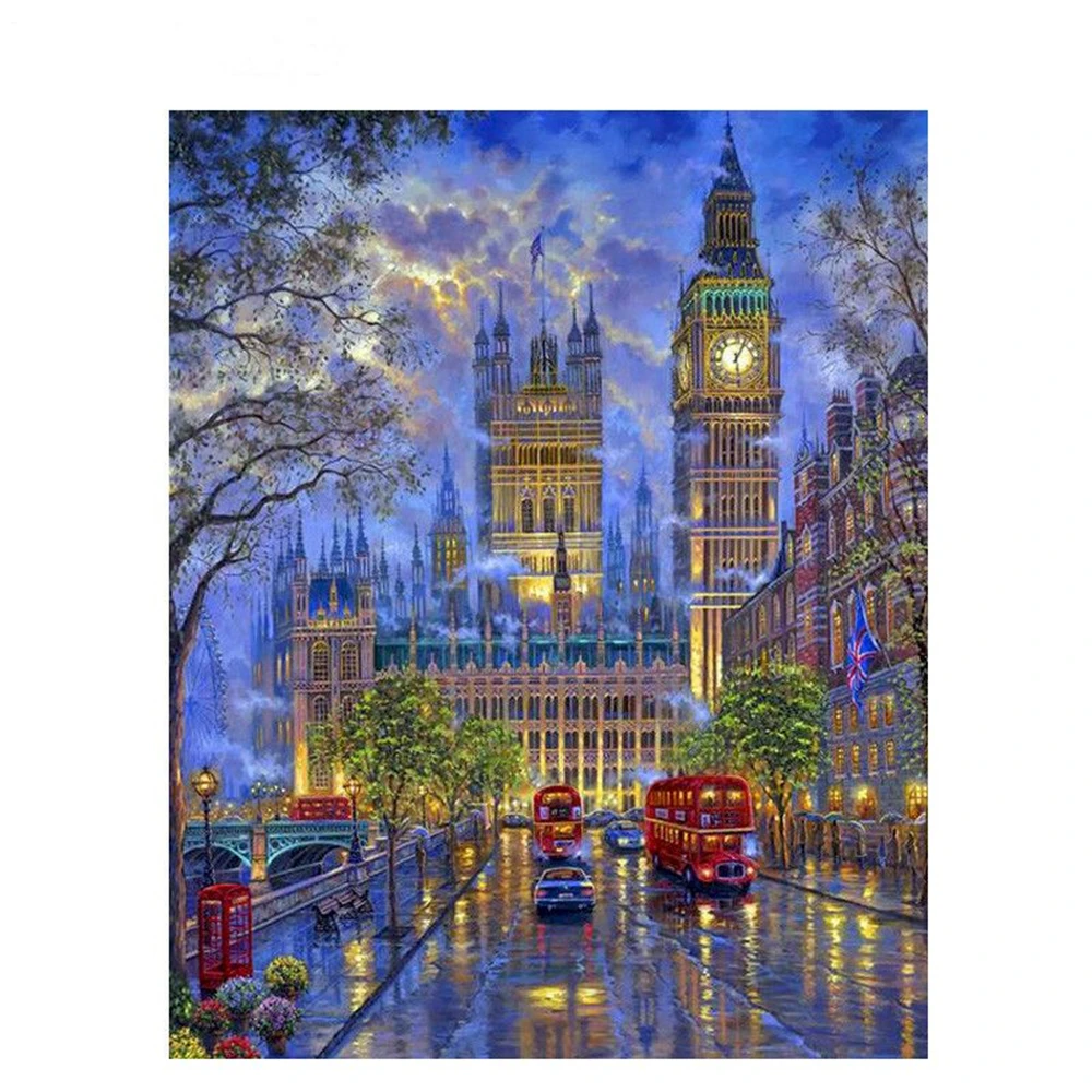 

City Landscape Printed 11CT Cross-Stitch Patterns Embroidery DMC Threads Painting Craft Sewing Handicraft Floss Needle